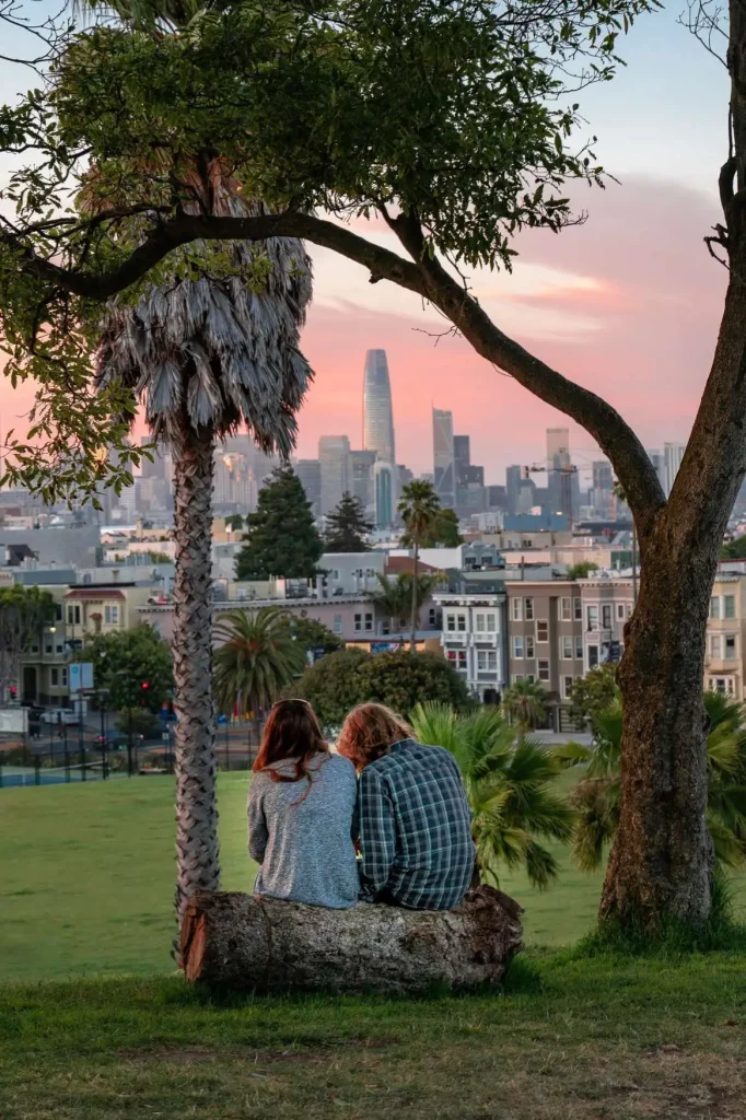 couple in a park in san francisco